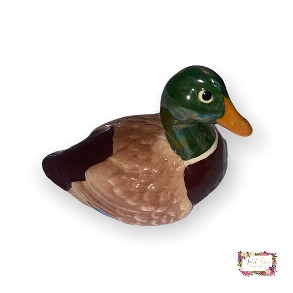 Vintage Miniature Ceramic Porcelain Hand Painted Mallard Duck Figurine - Picture 1 of 14